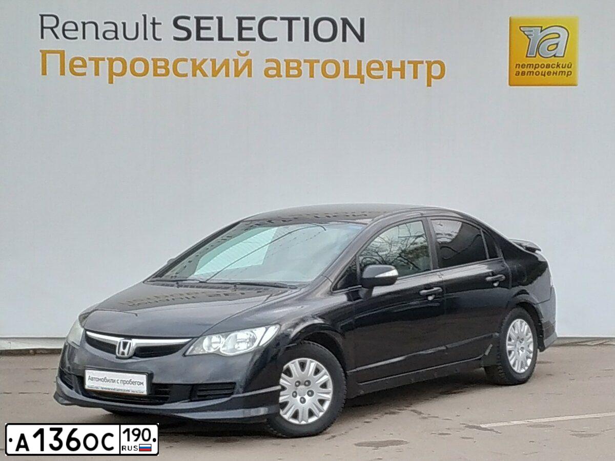 Фото автомобиля HONDA CIVIC, 2008 — госномер А136ОС190. Цвет: ЧЕРНЫЙ