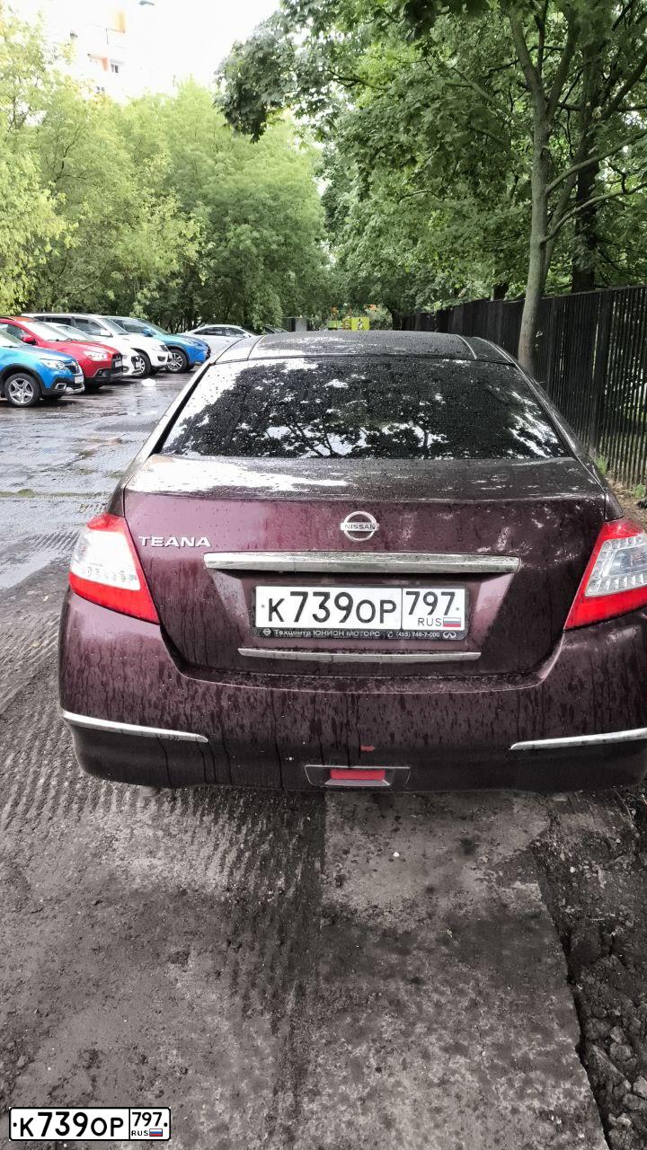 Фото автомобиля NISSAN TEANA, 2011 — госномер У633СА197. Цвет: ВИШНЕВЫЙ ТЕМНЫЙ