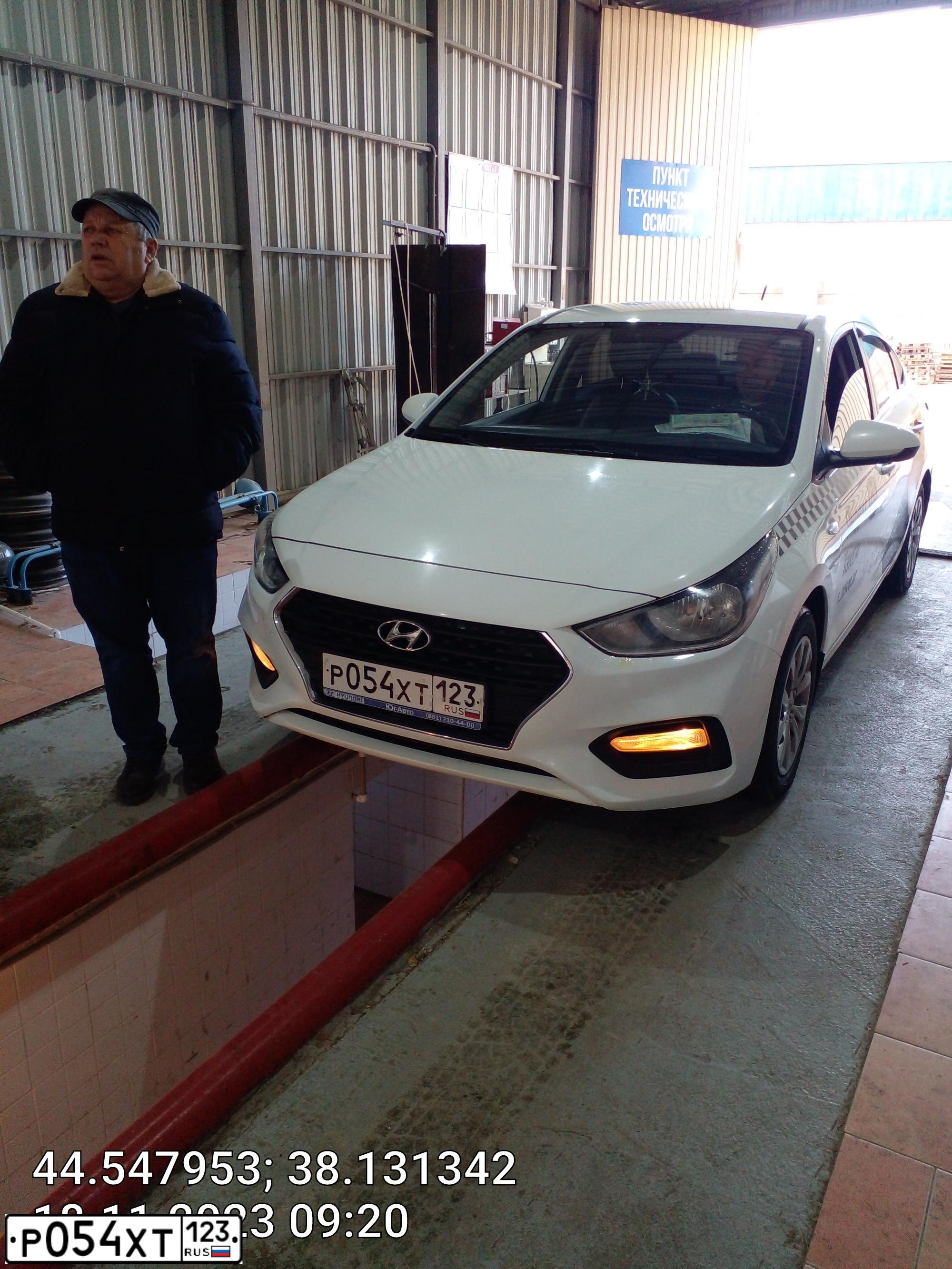 Фото автомобиля HYUNDAI SOLARIS, 2019 — госномер Р054ХТ123. Цвет: Белый