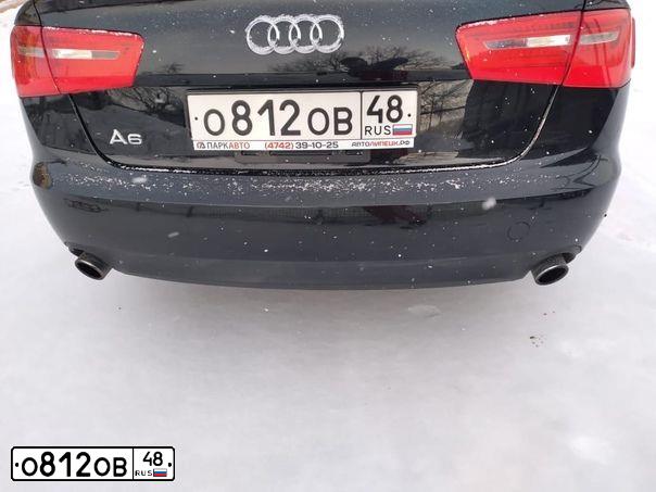 Фото автомобиля AUDI A6, 2014 — госномер О812ОВ48. Цвет: ЧЕРНЫЙ