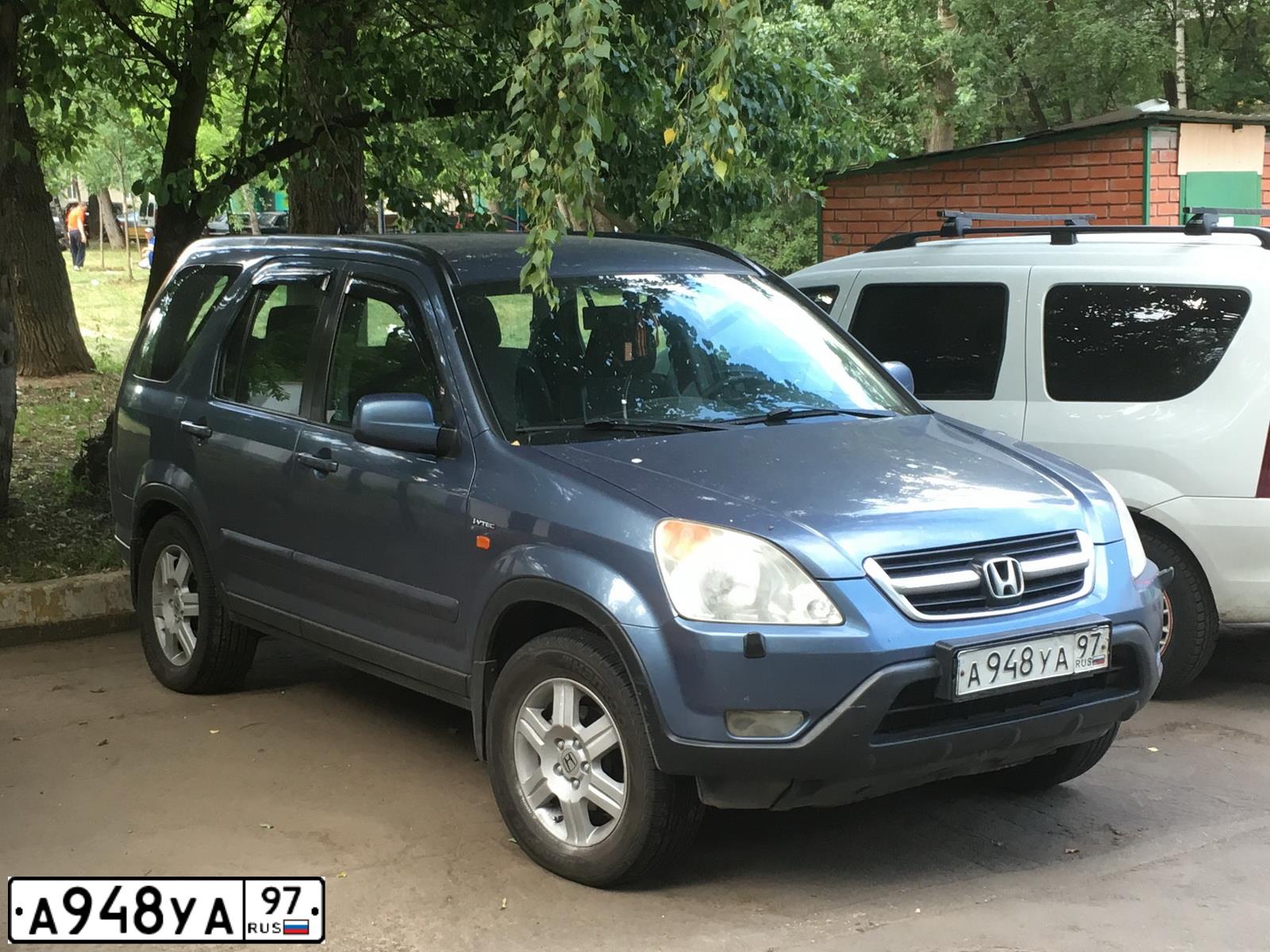 Фото автомобиля HONDA CR-V, 2002 — госномер А948УА97. Цвет: ГОЛУБОЙ