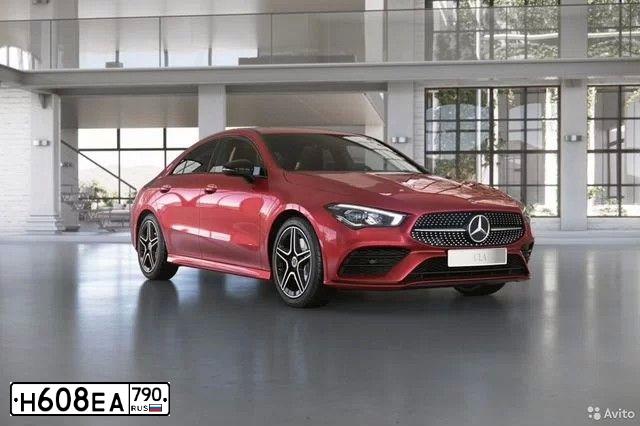 Фото автомобиля MERCEDES CLA-KLASSE, 2020 — госномер Н608ЕА790. Цвет: Красный