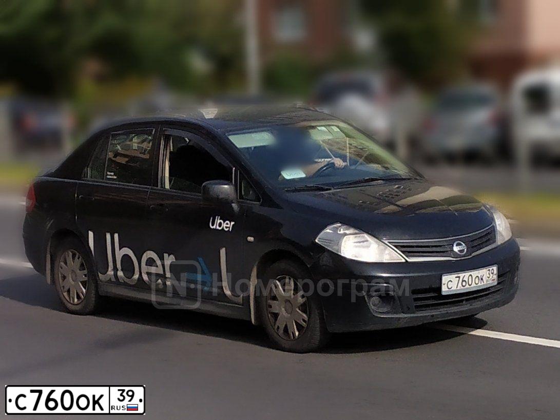 Фото автомобиля NISSAN TIIDA, 2011 — госномер С760ОК39. Цвет: ЧЕРНЫЙ