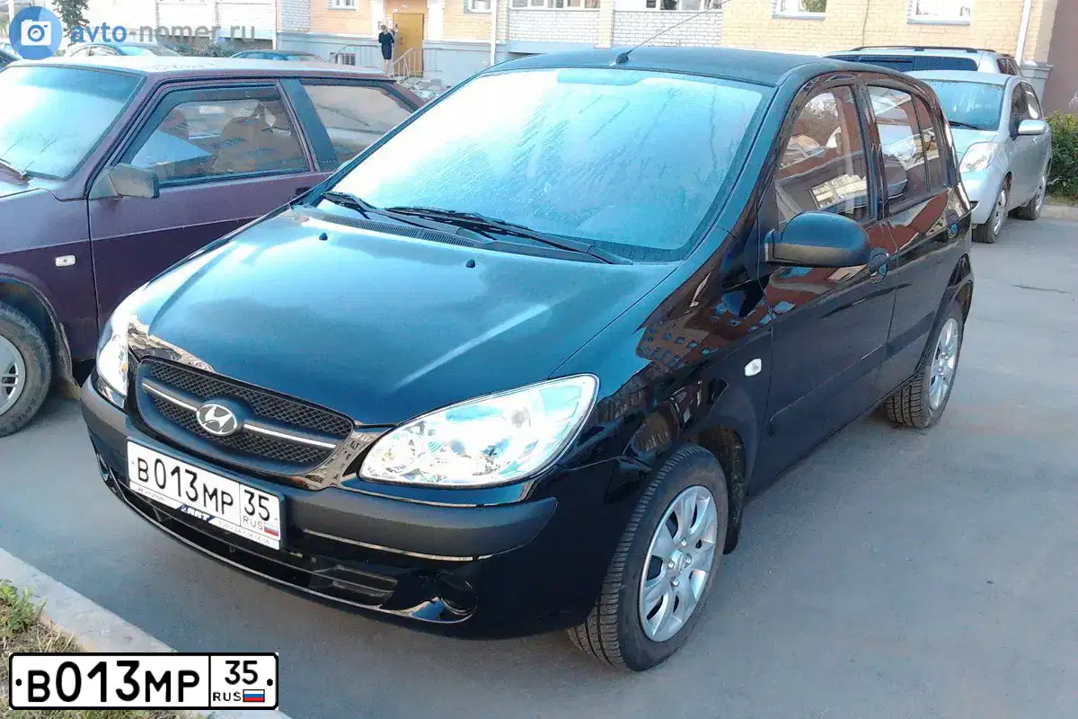 Фото автомобиля HYUNDAI GETZ, 2010 — госномер К753ХУ35. Цвет: ЧЕРНЫЙ