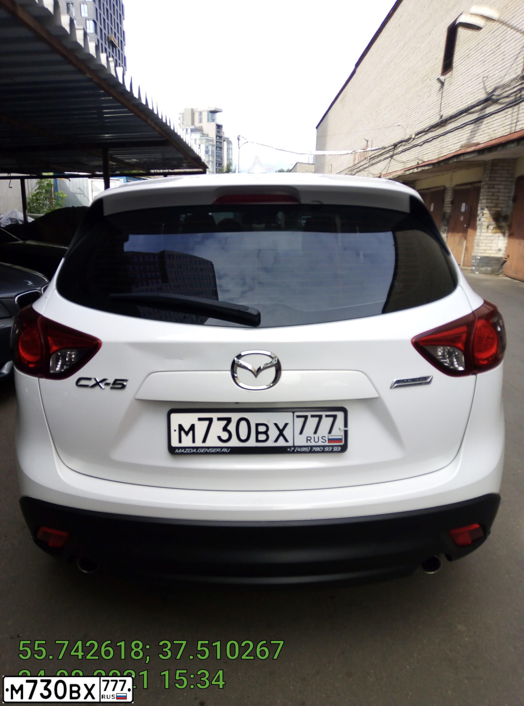 Фото автомобиля MAZDA CX-5, 2014 — госномер М730ВХ777. Цвет: БЕЛЫЙ