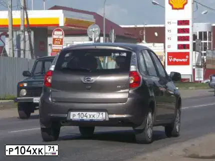 Фото автомобиля DATSUN MI-DO, 2015 — госномер Р104ХК71. Цвет: СЕРЫЙ