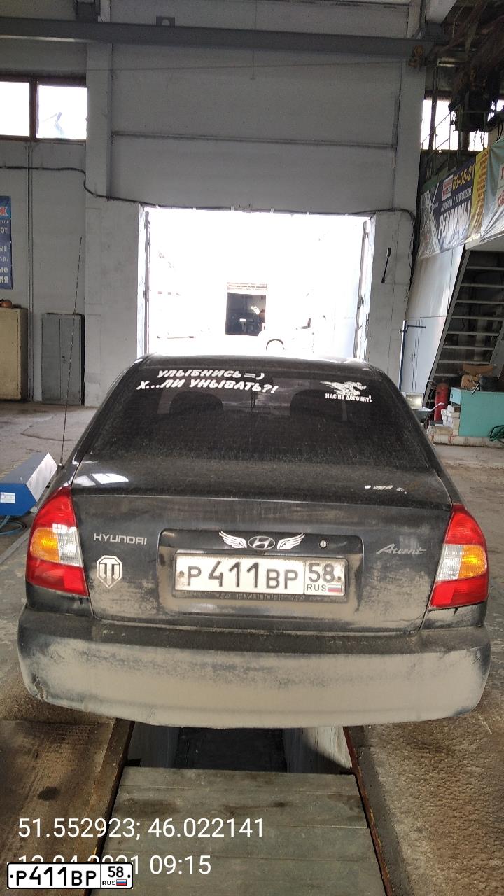 Фото автомобиля TAGAZ ACCENT, 2008 — госномер Р411ВР58. Цвет: ЧЕРНЫЙ