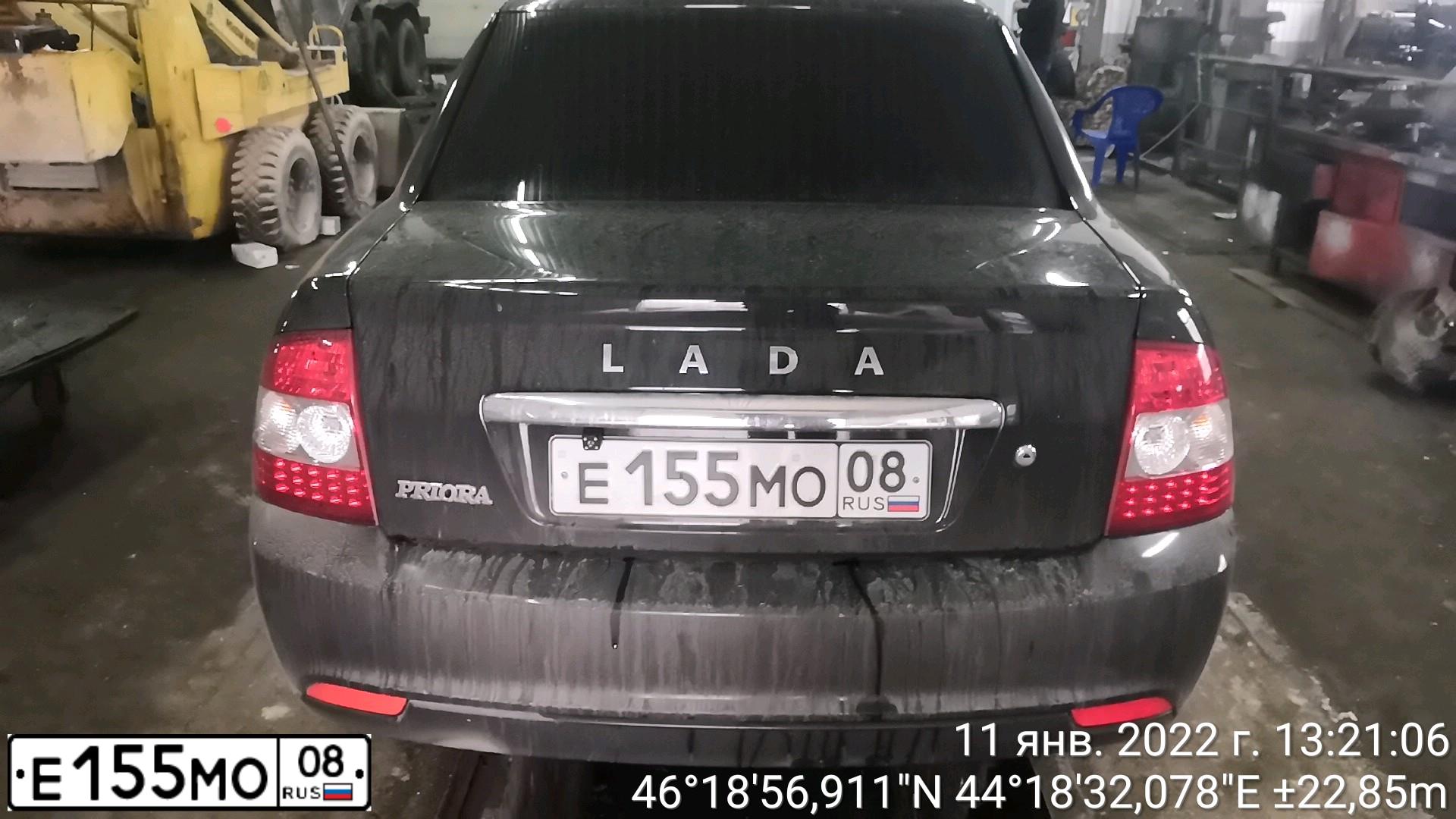 Фото автомобиля LADA 2170 PRIORA, 2017 — госномер Е155МО08. Цвет: ЧЕРНЫЙ