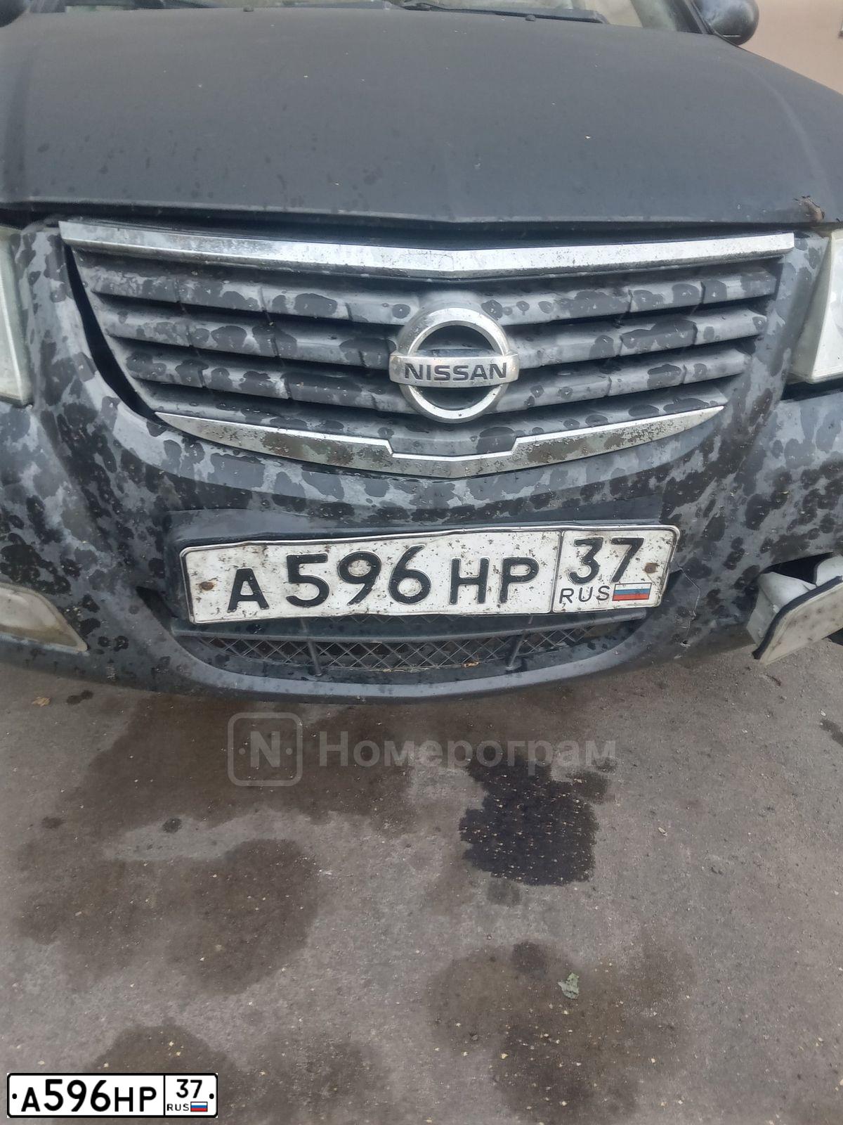 Фото автомобиля NISSAN ALMERA, 2007 — госномер А596НР37. Цвет: ЧЕРНЫЙ