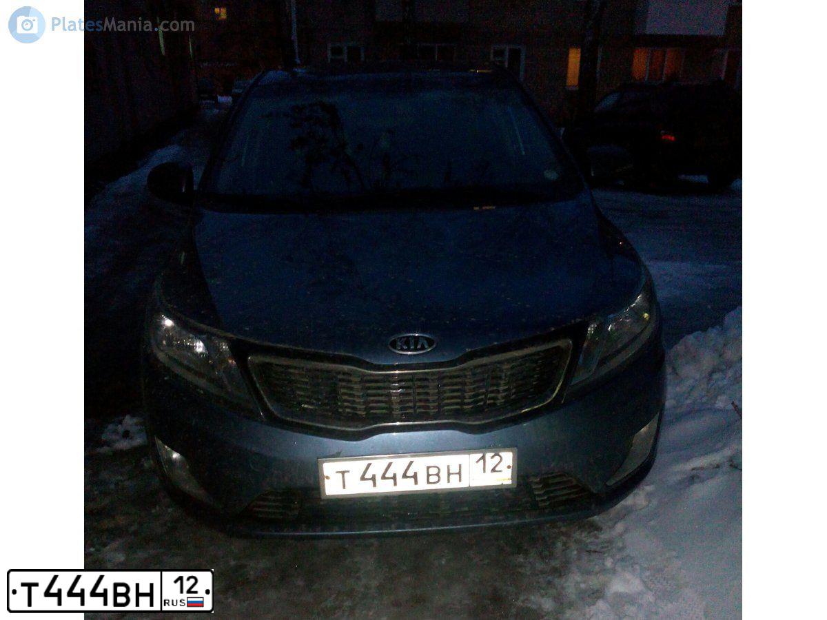 Фото автомобиля KIA RIO, 2012 — госномер Т444ВН12. Цвет: ГОЛУБОЙ