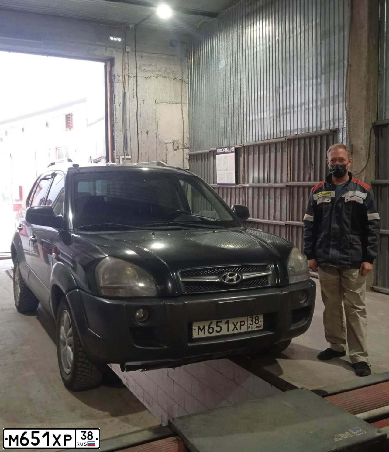 Фото автомобиля HYUNDAI TUCSON, 2008 — госномер С968МЕ138. Цвет: ЧЕРНЫЙ