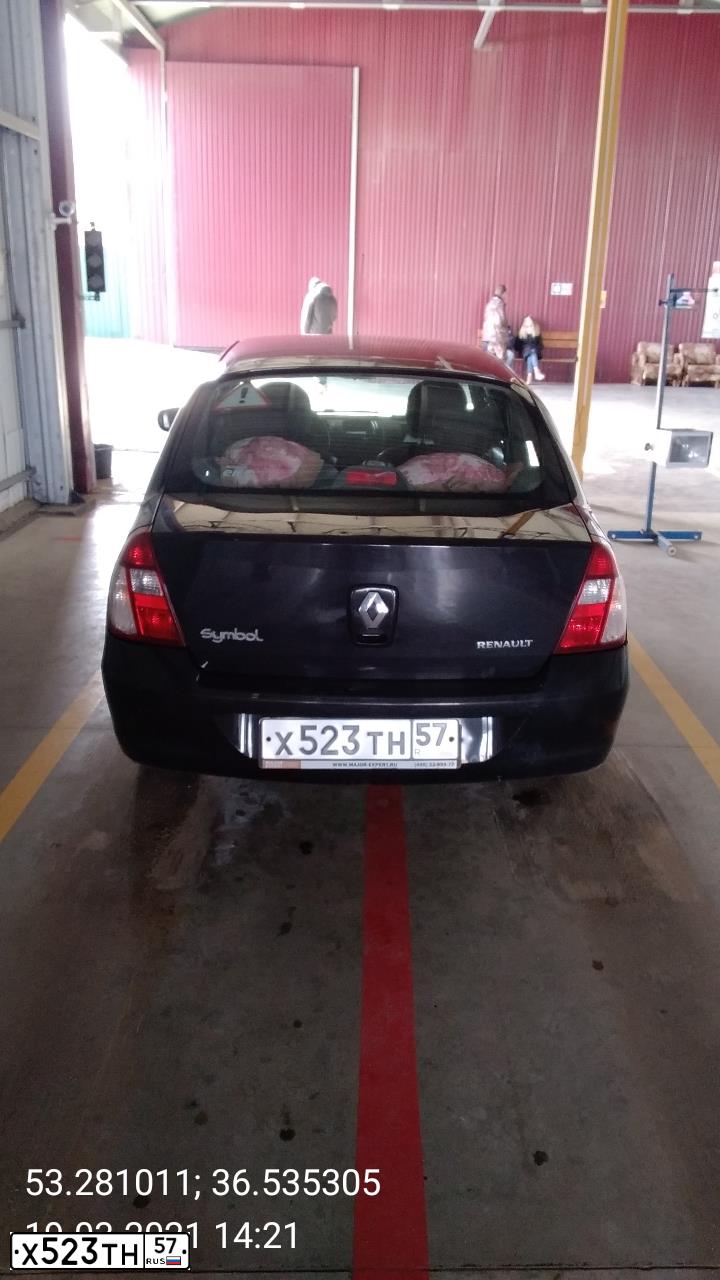 Фото автомобиля RENAULT SYMBOL, 2008 — госномер Х523ТН57. Цвет: ЧЕРНЫЙ