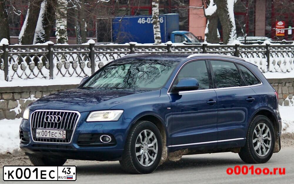 Фото автомобиля AUDI Q5, 2013 — госномер Е001МВ43. Цвет: синий