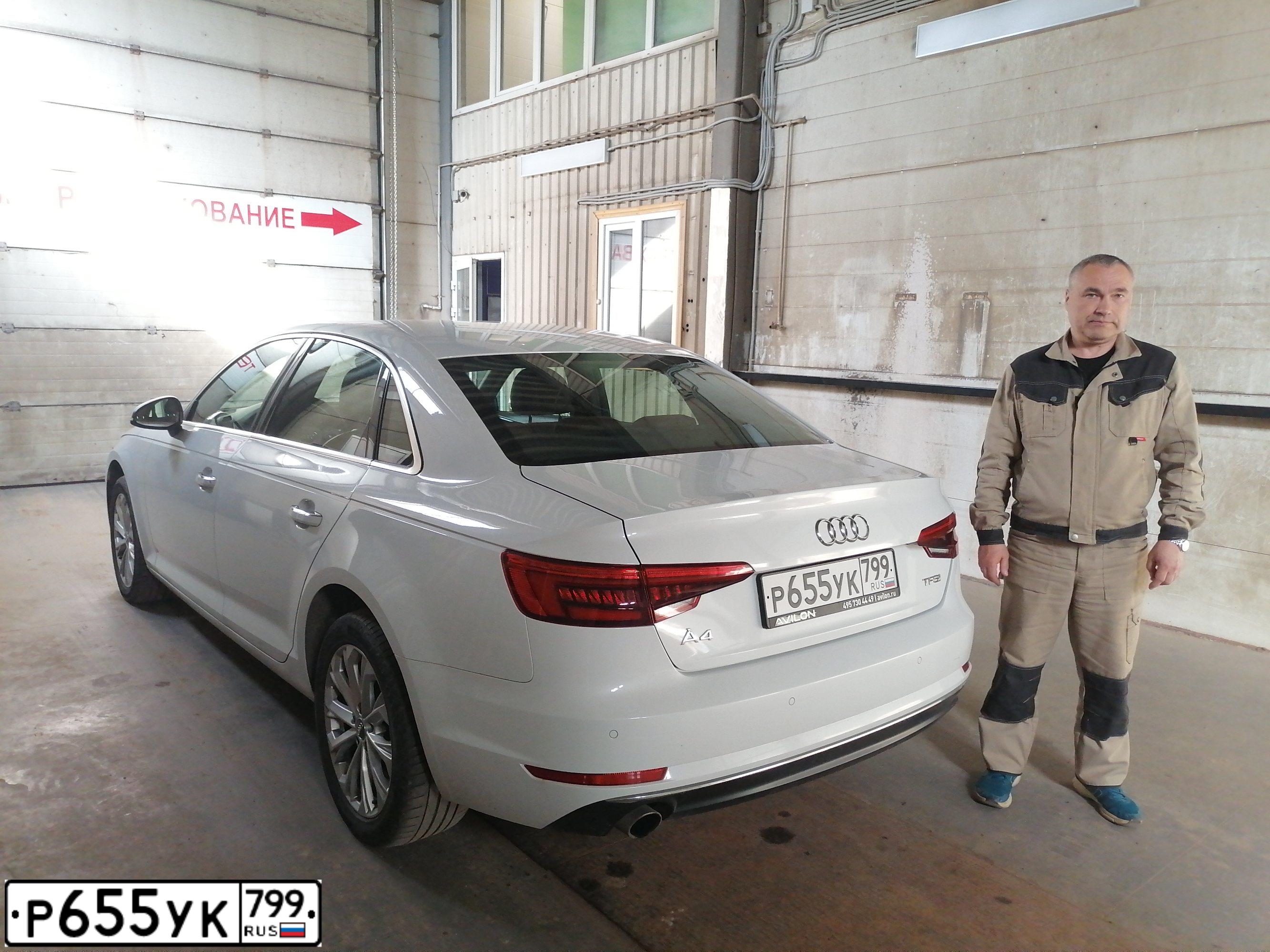 Фото автомобиля AUDI A4, 2016 — госномер Е333ТК69. Цвет: Белый