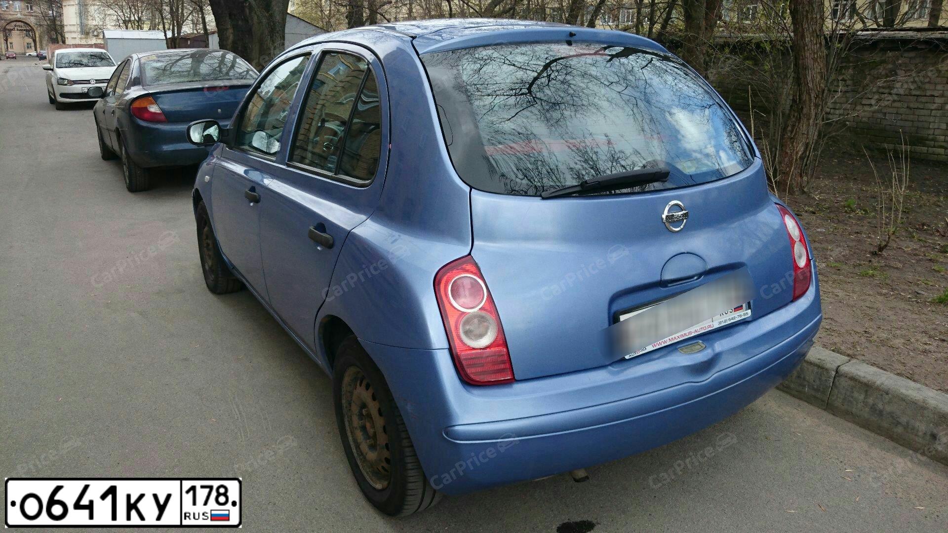 Фото автомобиля NISSAN MICRA, 2004 — госномер О641КУ178. Цвет: ФИОЛЕТОВЫЙ