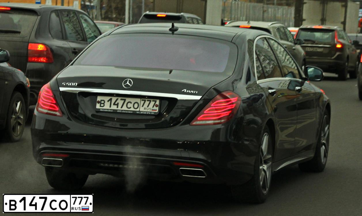 Фото автомобиля MERCEDES S-KLASSE, 2015 — госномер В147СО777. Цвет: ЧЕРНЫЙ