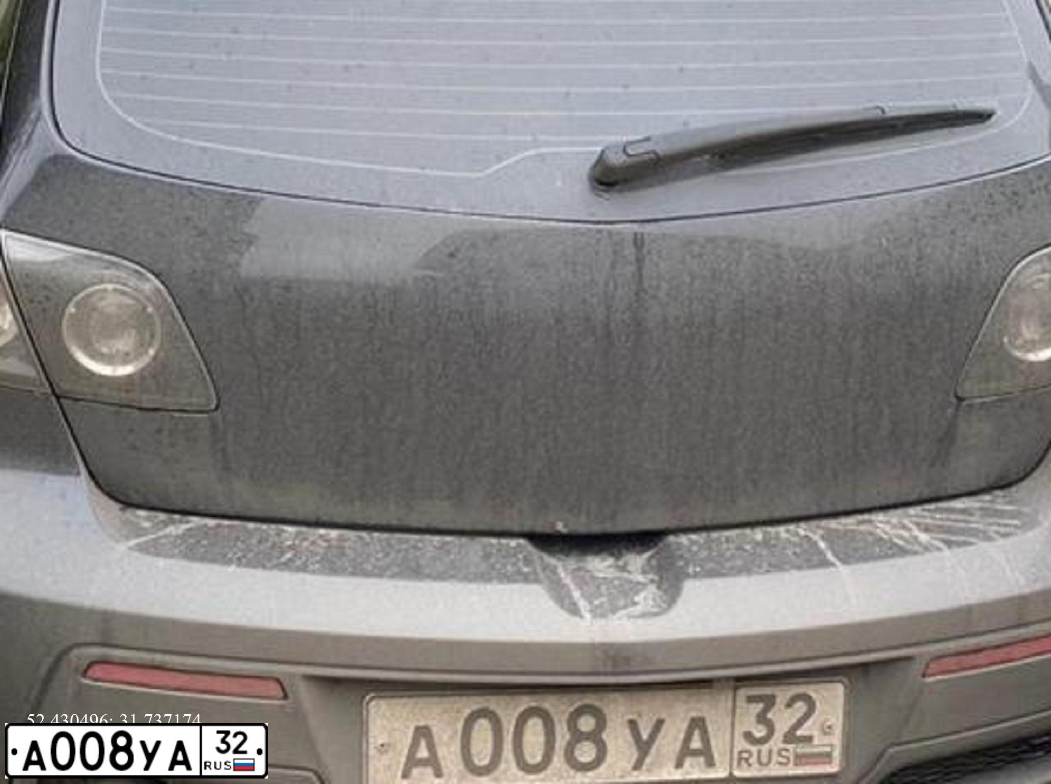 Фото автомобиля MAZDA 3, 2008 — госномер А008УА32. Цвет: ЧЕРНЫЙ