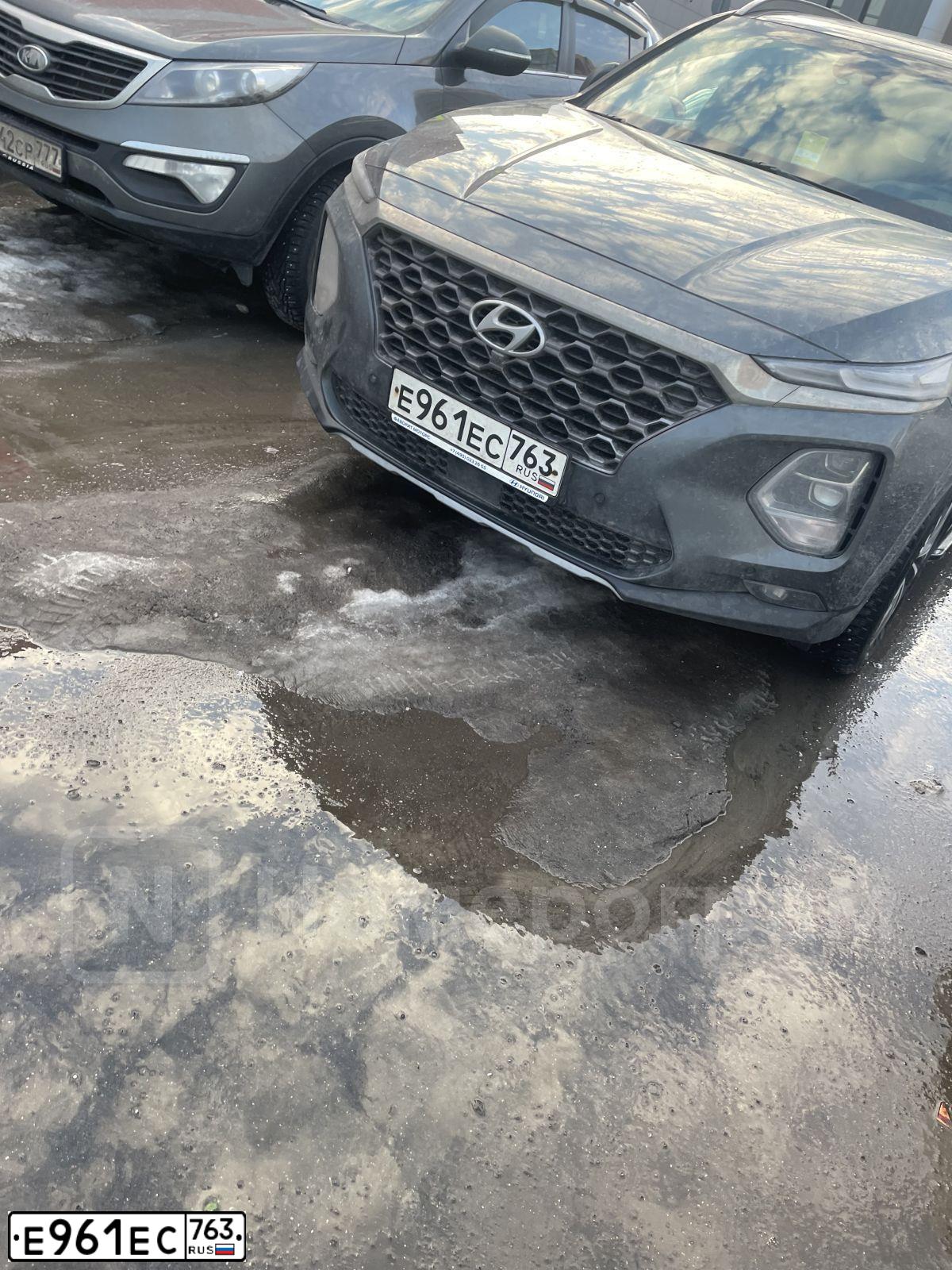 Фото автомобиля HYUNDAI SANTA FE, 2020 — госномер Е961ЕС763. Цвет: СЕРО-ЗЕЛЕНЫЙ