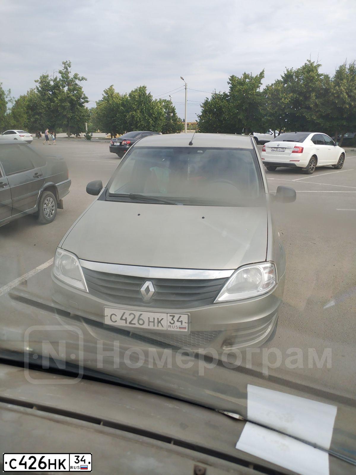 Фото автомобиля RENAULT LOGAN, 2012 — госномер С426НК34. Цвет: БЕЖЕВЫЙ