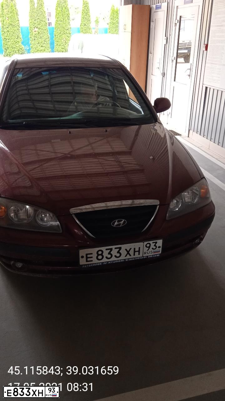 Фото автомобиля TAGAZ ELANTRA XD, 2009 — госномер Е833ХН93. Цвет: КРАСНЫЙ