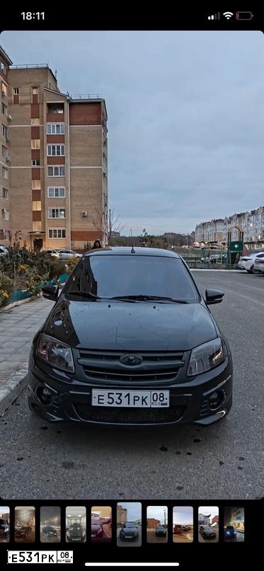 Фото автомобиля LADA 2190 GRANTA, 2014 — госномер Е531РК08. Цвет: Сине-Черный