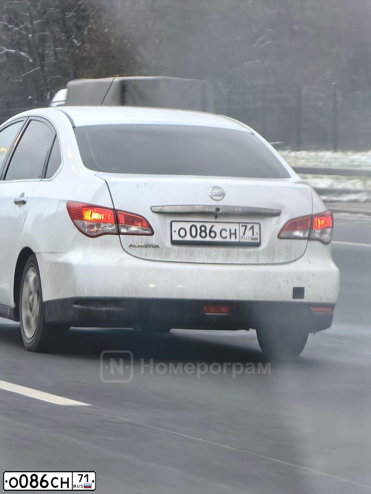 Фото автомобиля NISSAN ALMERA /AVTOVAZ/, 2014 — госномер О086СН71. Цвет: БЕЛЫЙ