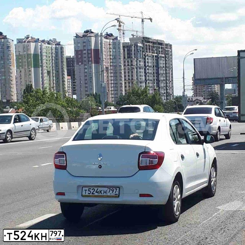 Фото автомобиля RENAULT LOGAN, 2020 — госномер Т524КН797. Цвет: Белый