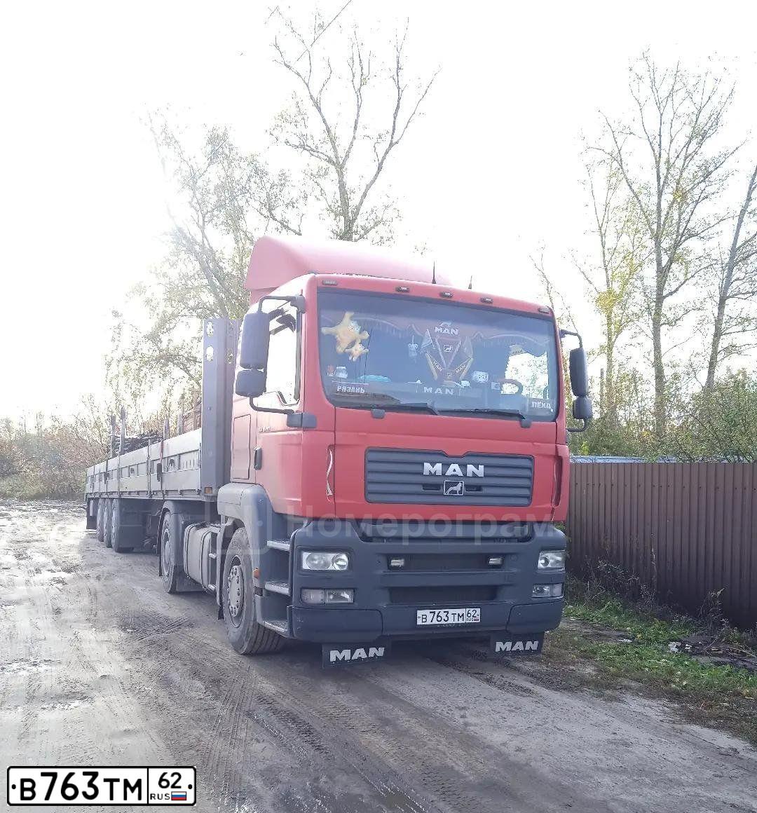 Фото автомобиля MAN TGA 19.XXX /4X2/, 2008 — госномер В763ТМ62. Цвет: Красный