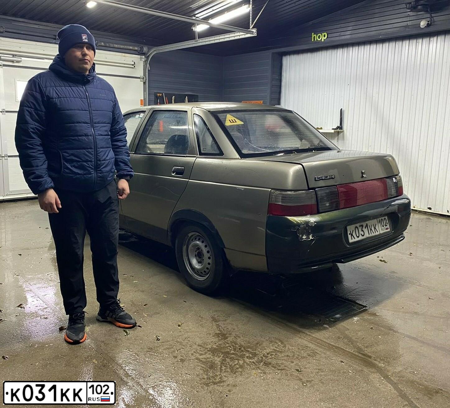 Фото автомобиля LADA 2110, 1998 — госномер К031КК102. Цвет: СЕРЕБРИСТО-ЗЕЛЕНЫЙ