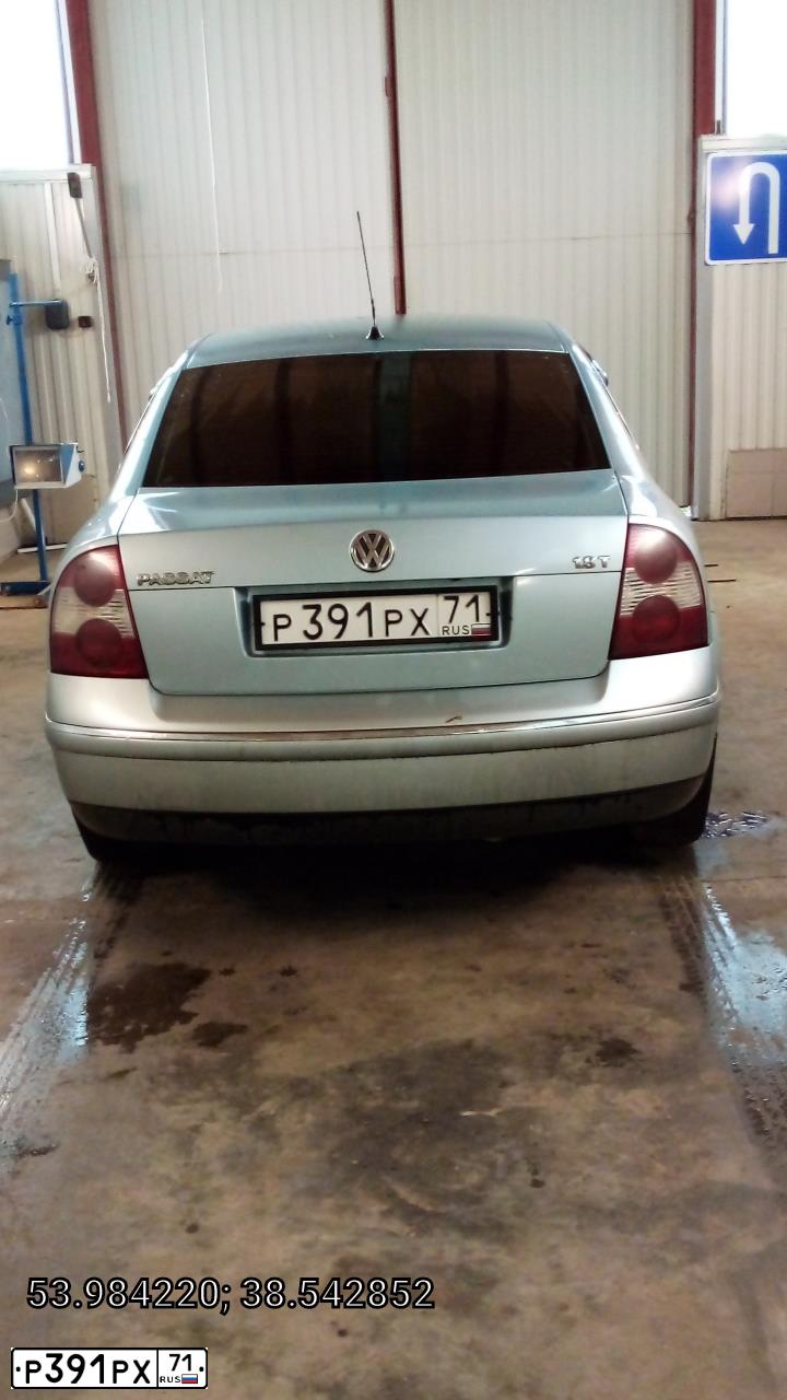 Фото автомобиля VOLKSWAGEN PASSAT, 2001 — госномер Х216ЕК71. Цвет: голубой