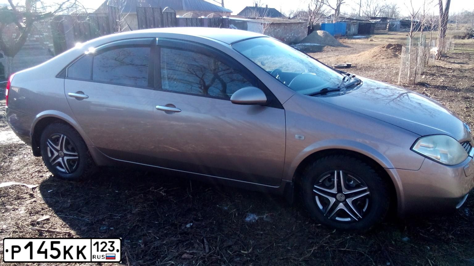 Фото автомобиля NISSAN PRIMERA, 2007 — госномер Т673АВ123. Цвет: БЕЖЕВЫЙ