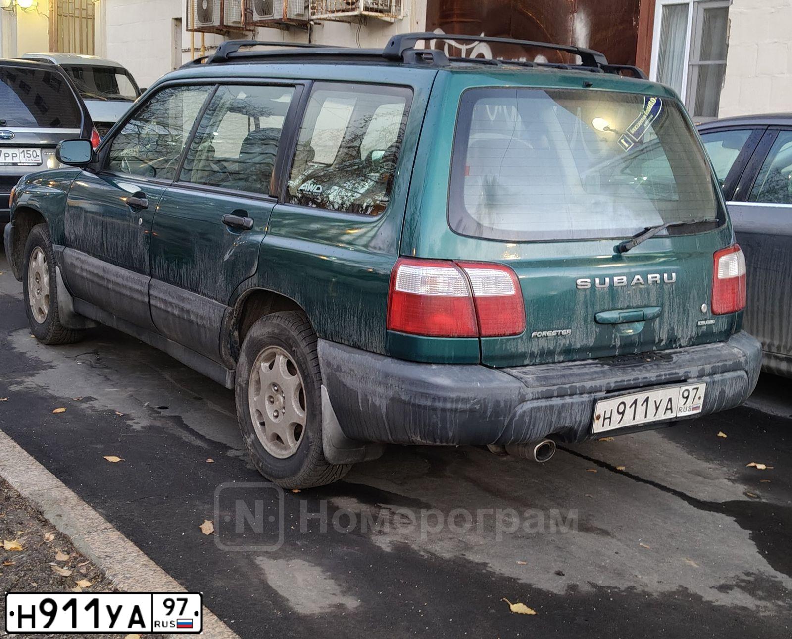 Фото автомобиля SUBARU FORESTER, 2000 — госномер Н911УА97. Цвет: ЗЕЛЕНЫЙ