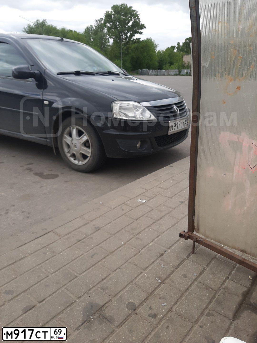 Фото автомобиля RENAULT LOGAN, 2013 — госномер М917СТ69. Цвет: ЧЕРНЫЙ