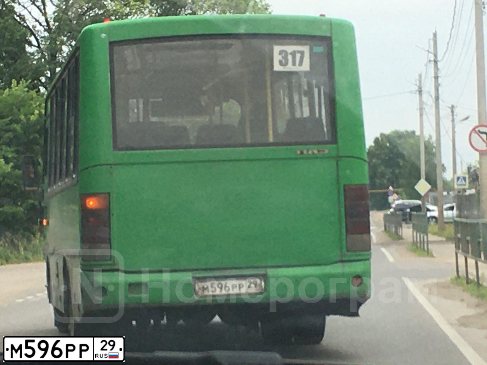 Фото автомобиля PAZ 3204, 2012 — госномер М596РР29. Цвет: ЗЕЛЕНЫЙ