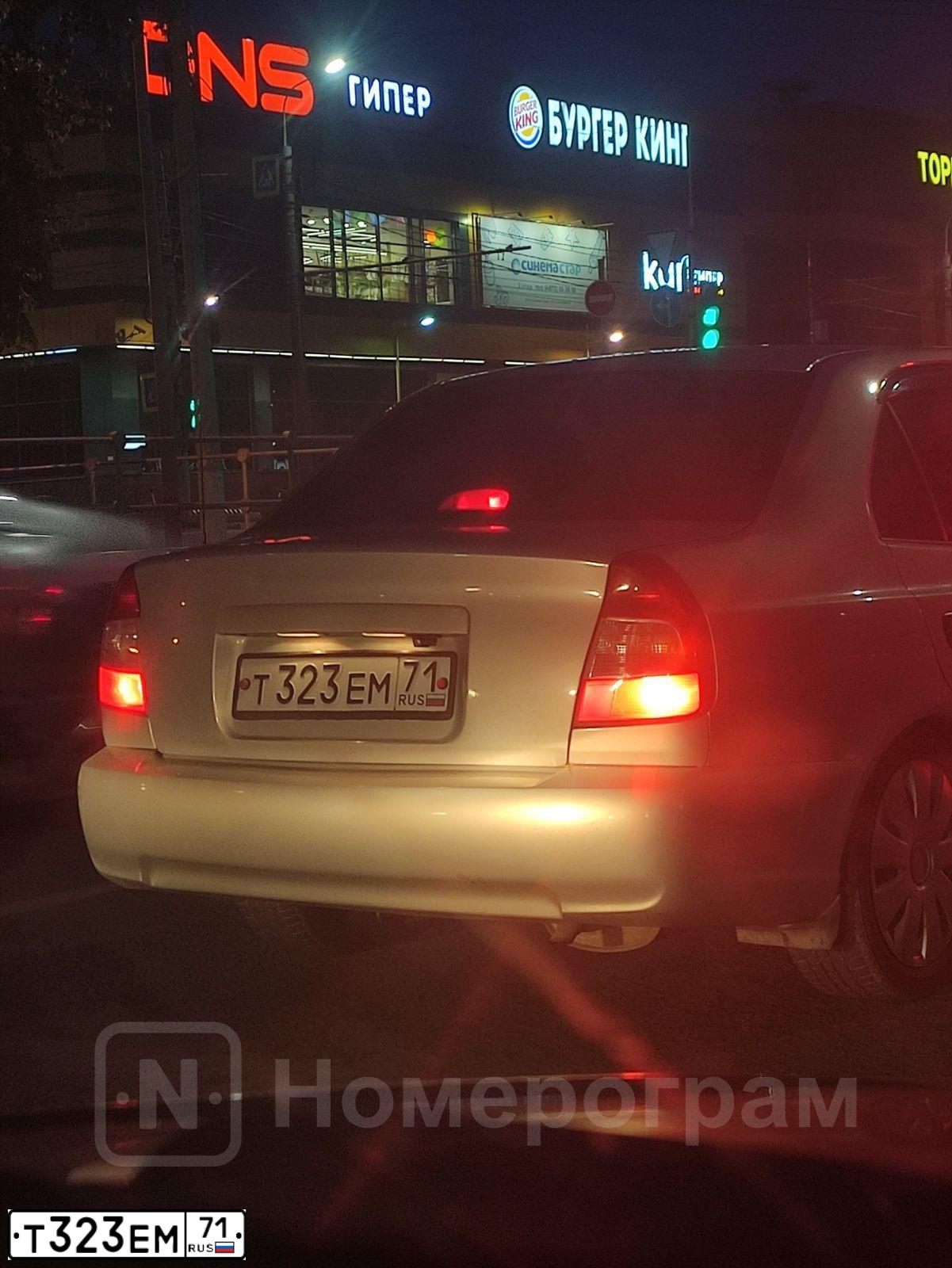 Фото автомобиля TAGAZ ACCENT, 2011 — госномер Т323ЕМ71. Цвет: серебристый
