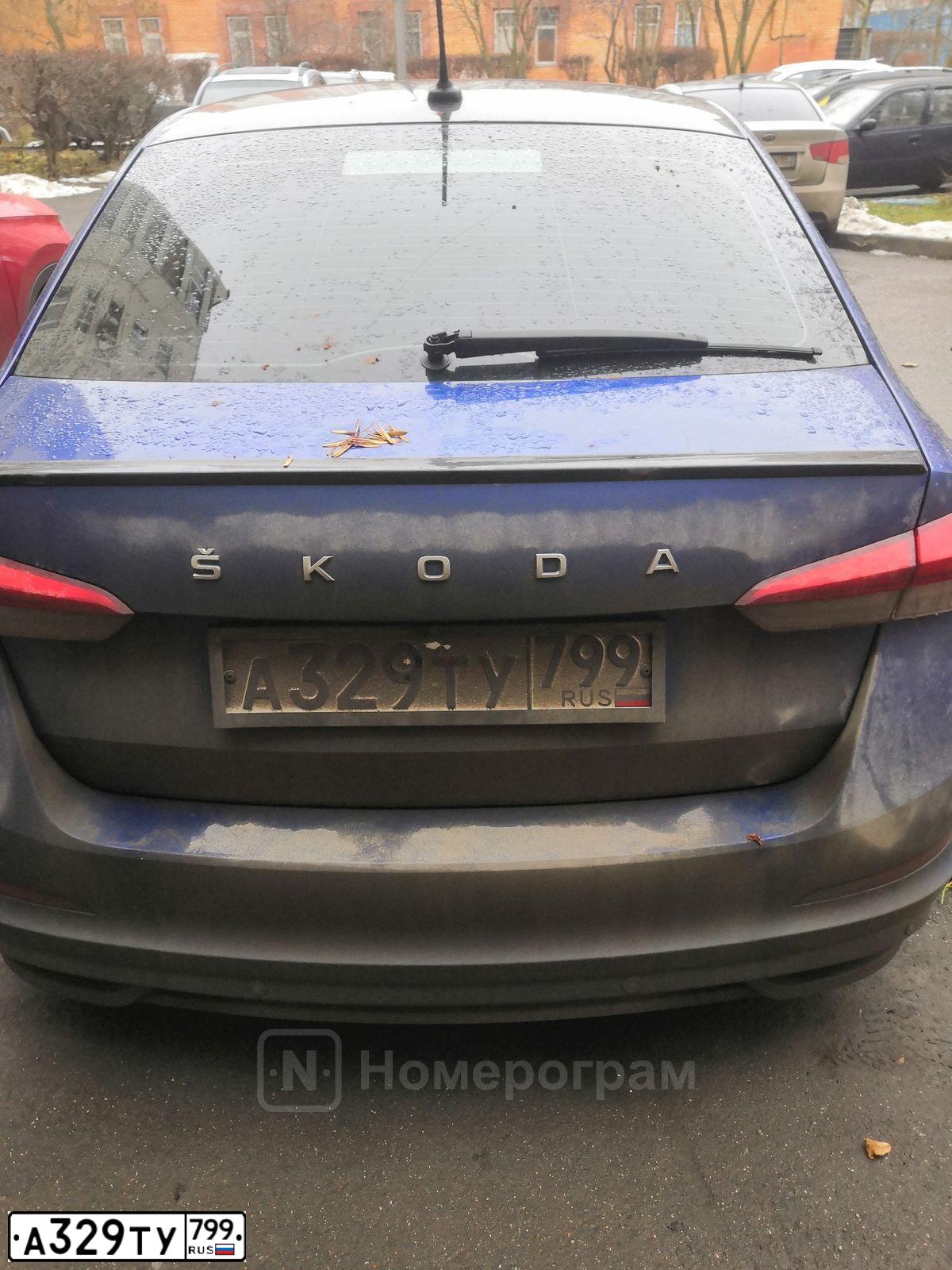 Фото автомобиля SKODA RAPID, 2020 — госномер А329ТУ799. Цвет: синий