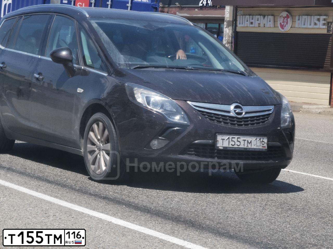 Фото автомобиля OPEL ZAFIRA, 2013 — госномер Т155ТМ116. Цвет: Коричневый