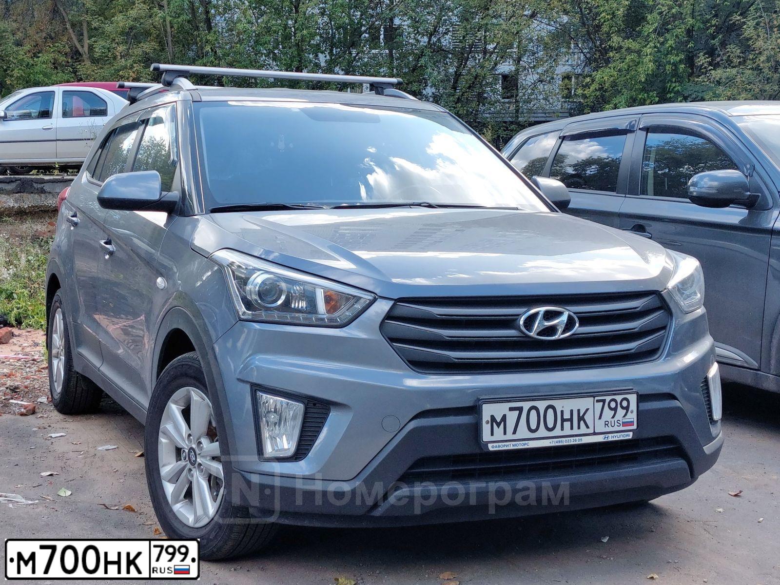 Фото автомобиля HYUNDAI CRETA, 2018 — госномер М700НК799. Цвет: Серый