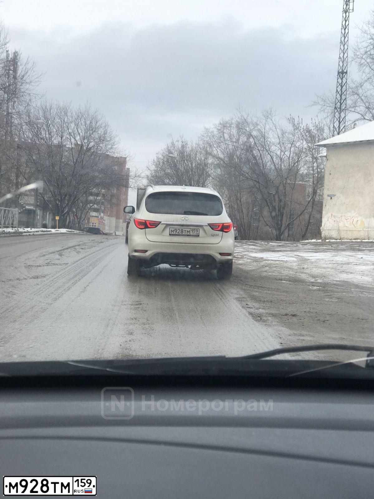 Фото автомобиля INFINITI I QX60 JX, 2018 — госномер М928ТМ159. Цвет: Белый