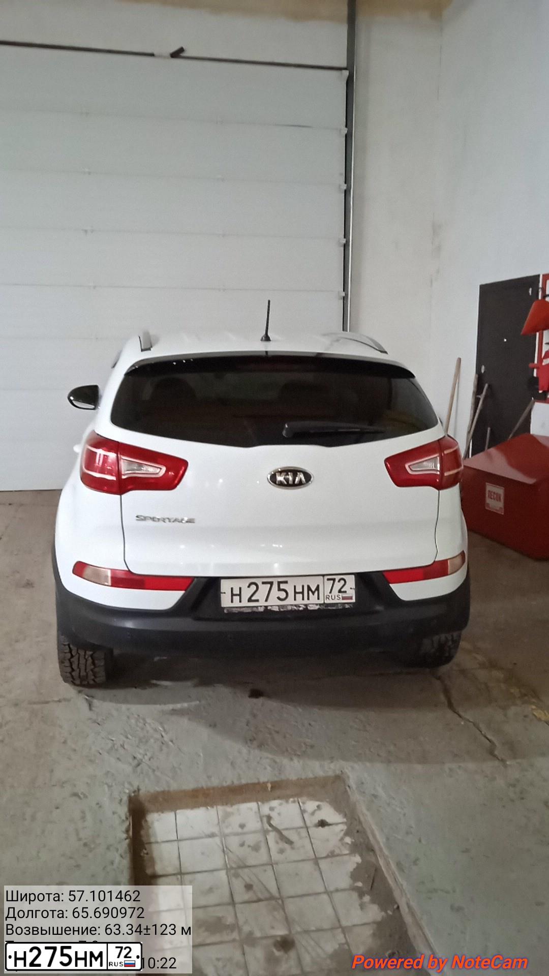 Фото автомобиля KIA SPORTAGE, 2010 — госномер Н275НМ72. Цвет: БЕЛЫЙ