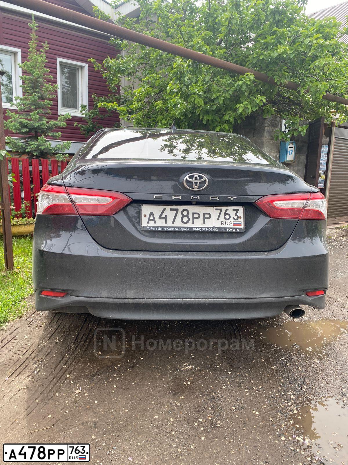 Фото автомобиля TOYOTA CAMRY, 2018 — госномер А478РР763. Цвет: ЧЕРНЫЙ МЕТАЛЛИК