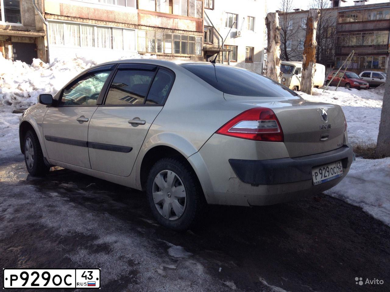 Фото автомобиля RENAULT MEGANE, 2006 — госномер Р929ОС43. Цвет: БЕЖЕВЫЙ