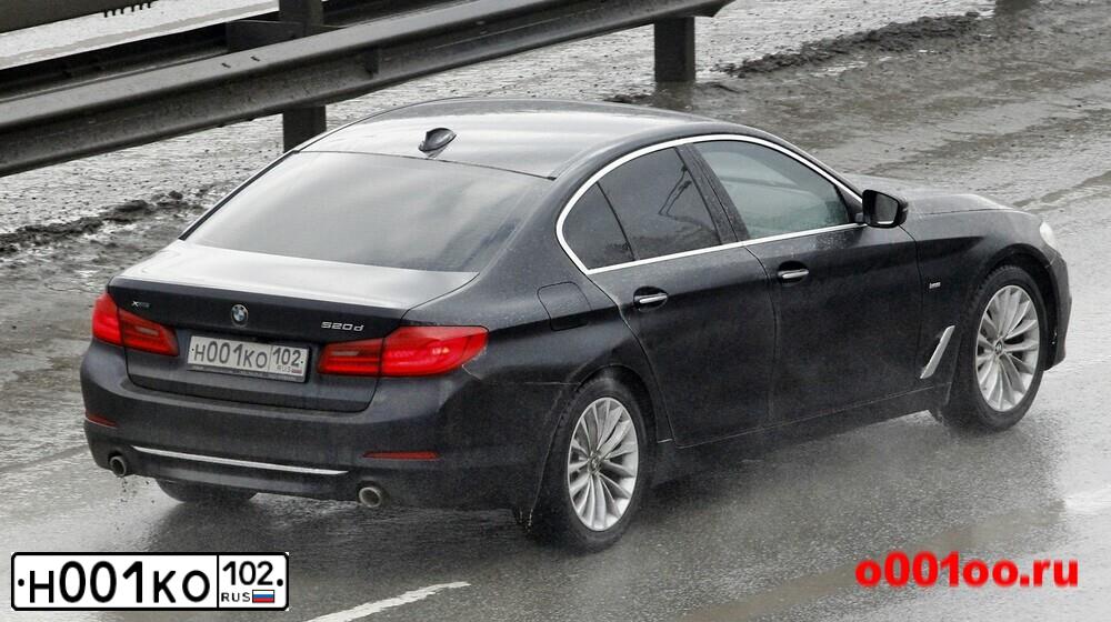 Фото автомобиля BMW SERIE 5, 2017 — госномер Н001КО102. Цвет: ЧЕРНЫЙ