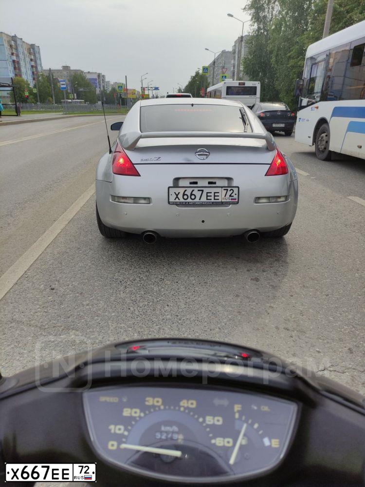 Фото автомобиля NISSAN 350 Z, 2004 — госномер Х667ЕЕ72. Цвет: Серебристый