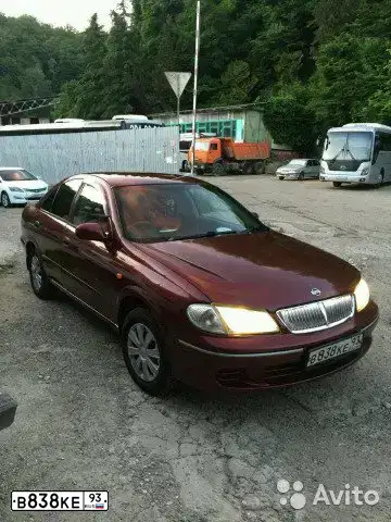 Фото автомобиля NISSAN SUNNY, 2002 — госномер В838КЕ93. Цвет: ТЕМНО-КРАСНЫЙ