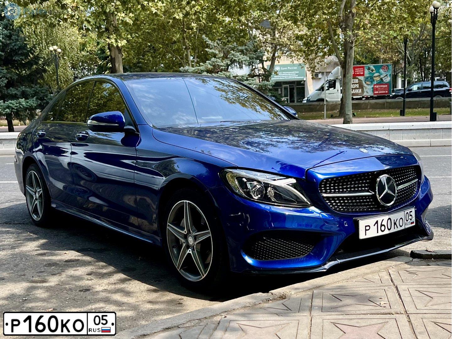 Фото автомобиля MERCEDES C-KLASSE, 2014 — госномер Р160КО05. Цвет: синий