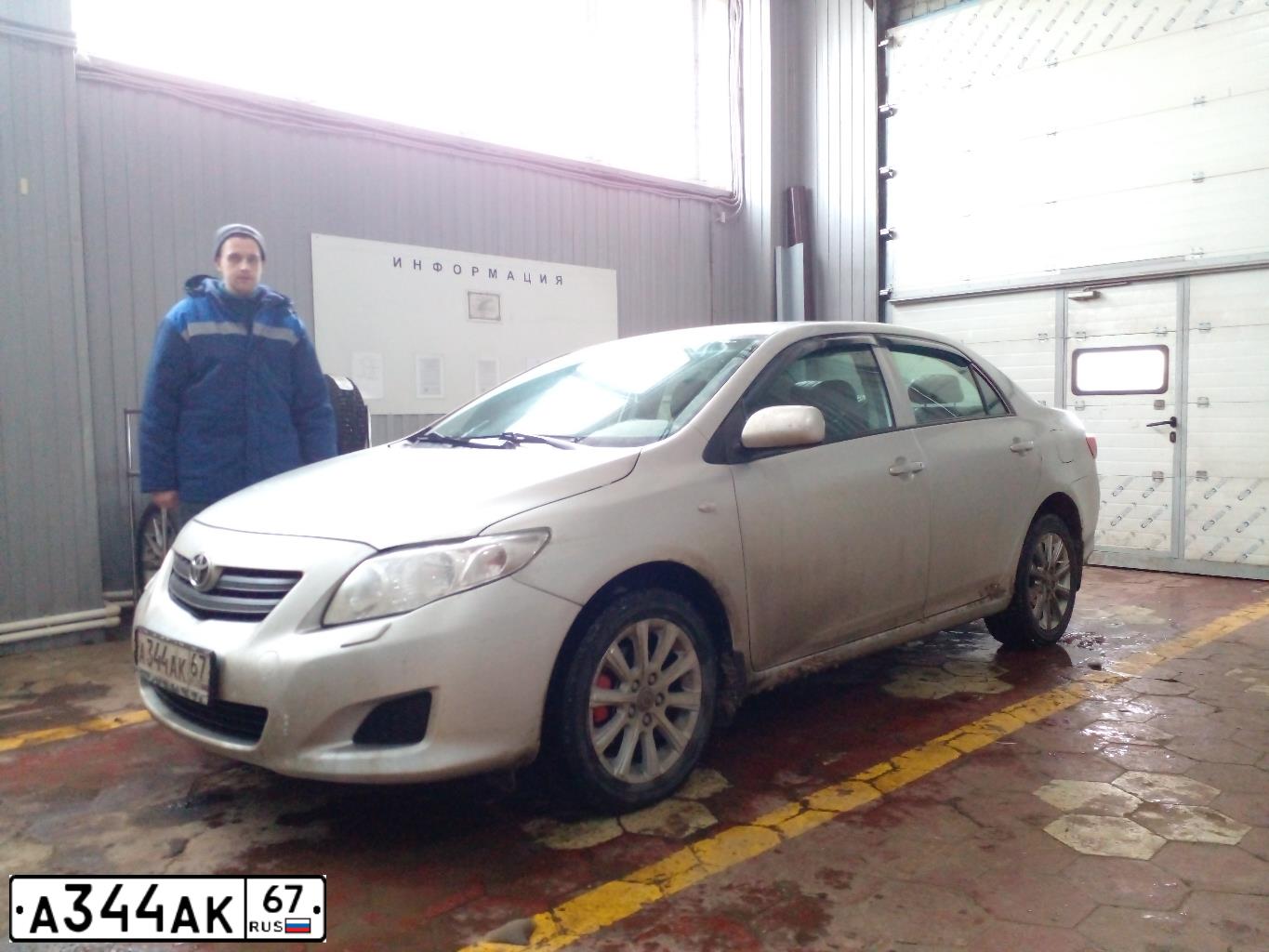 Фото автомобиля TOYOTA COROLLA, 2008 — госномер А344АК67. Цвет: СЕРЫЙ СВЕТЛЫЙ