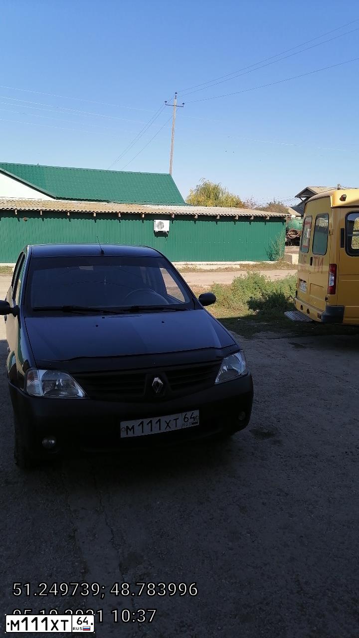 Фото автомобиля RENAULT LOGAN, 2007 — госномер М111ХТ64. Цвет: ТЕМНО-СЕРЫЙ