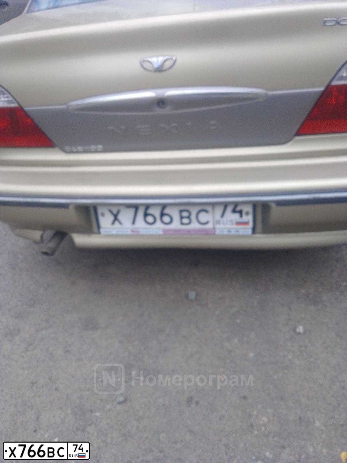 Фото автомобиля DAEWOO NEXIA, 2007 — госномер Х766ВС74. Цвет: СВЕТЛО-БЕЖЕВЫЙ