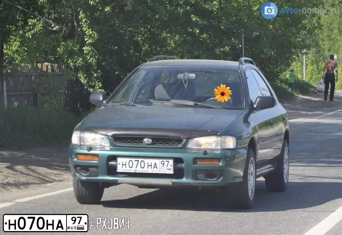 Фото автомобиля SUBARU IMPREZA, 1998 — госномер С969ТН98. Цвет: ЗЕЛЕНЫЙ
